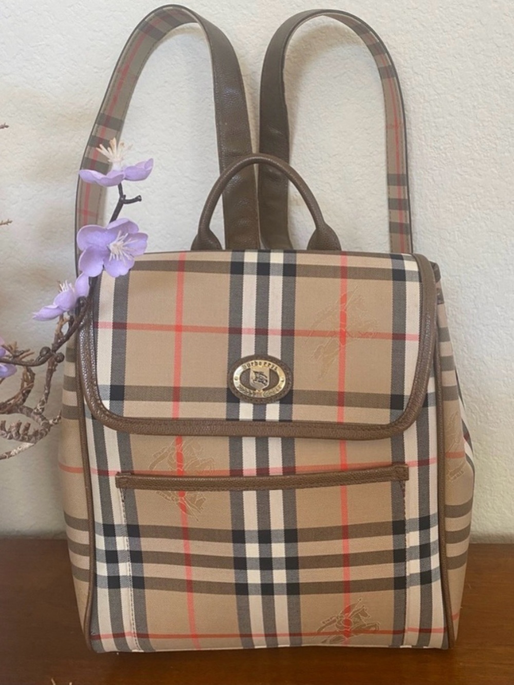 Burberry Beige Vintage Nova Check Backpack